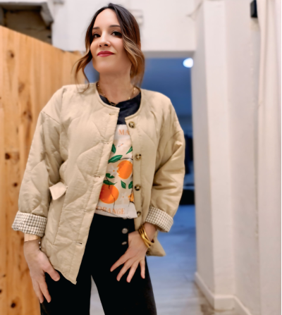 CHAQUETA BEIGE GUATEADA
