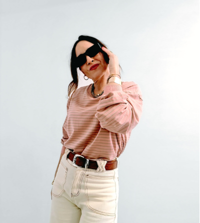 SUDADERA RAYAS ROSA