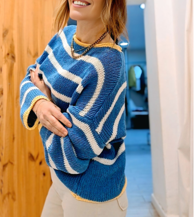 JERSEY PUNTO NAVY AZUL  RIBETE AMARILLO