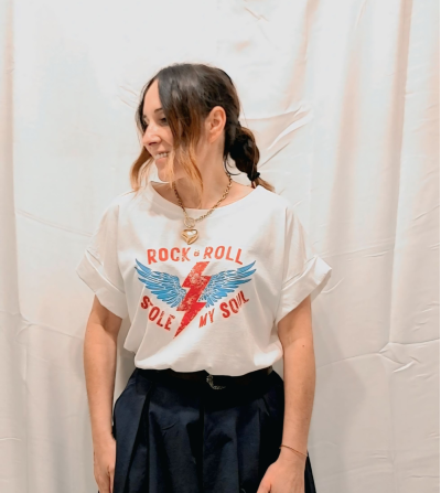 CAMISETA BLANCA ESTAMPADO ROCK